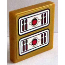 LEGO Tile 2 x 2 with White rectangle and Red Circle Sticker with Groove (3068)
