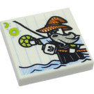 LEGO Tile 2 x 2 with Wizard Drawing with Groove (3068)