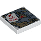LEGO Tile 2 x 2 with X MARKS THE SPOT and Treasure Map with Groove (3068 / 23089)