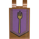 LEGO Tile 2 x 3 with Horizontal Clips with Fork on Purple Banner Sticker ('U' Clips) (30350)