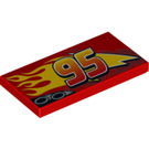 LEGO Tile 2 x 4 with ‘95’, Lightning, Flames, Exhaust Pipes (Right) (33318 / 87079)