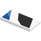 LEGO Tile 2 x 4 with Black and Blue Shapes Sticker