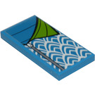 LEGO Tile 2 x 4 with Dark Azure and Lime Sleeping Bag Sticker (87079)