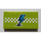 LEGO Tile 2 x 4 with Lightning and White Checkered Stripe Sticker (87079)