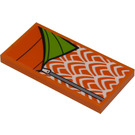 LEGO Tile 2 x 4 with Orange and Lime Sleeping Bag Sticker (87079)