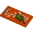LEGO Tile 2 x 4 with Orange Blanket with White Leaves and Lime Lightning Bolt Sticker (87079)