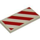 LEGO Tile 2 x 4 with Red and White Danger Stripes 7593 Sticker (87079)