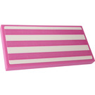 LEGO Tile 2 x 4 with White and Dark Pink Stripes Sticker (87079)