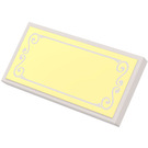 LEGO Tile 2 x 4 with White Decorative Border on Gold Mirrored Background Sticker