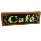 LEGO Tile 2 x 6 with Yellowish Green 'Café' Sticker