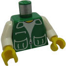 LEGO Torso with Green Vest with Pockets Over White Shirt (973 / 73403)