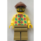 LEGO Turista s Vousy a Reddish Hnědá plochý Víčko Minifigurka