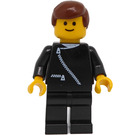 LEGO Town - Svart Zipper Jakke med Brun Hår Minifigur