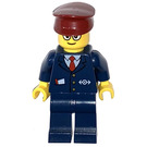 LEGO Zug Conductor mit Dark Blau Outfit, Dunkelrot Hut und Brille Minifigur