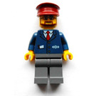 LEGO Train Conductor with Dark Red Hat and Round Glasses Minifigure