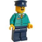 LEGO Train Conductor with Dark Turquoise Uniform and Moustache Minifigure