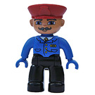 LEGO Train Conductor with Moustache Duplo Figure with Blue Hands