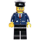 LEGO Train Conductor with Round Glasses, Brown Beard and Red Tie Minifigure