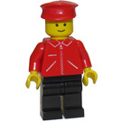 LEGO Tog Depot Worker med Rød Jakke med Zipper Minifigur