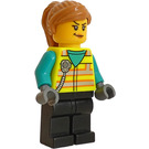 LEGO Train Driver (Female) with Vibrant Yellow Safety Vest Minifigure