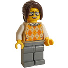 LEGO Train Station Woman - Dark Brown Ponytail Minifigure