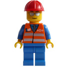 LEGO Train Worker with Orange Safety Vest and Silver Stripes Minifigure