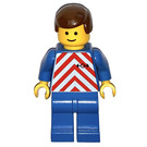 LEGO Train Worker avec Blanc et Rouge Gilet de sécurité Paterne, Bleu Jambes, Marron Mâle Cheveux Minifigurine