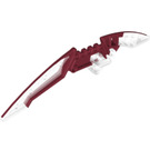 LEGO Translucent White Bionicle Curved Double Blade with Holes and Ribs with Marbled Dark Red (44813 / 58813)