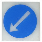 LEGO Translucent White Electric Light Clip-On Plate 2 x 2 with Blue Circle and White Arrow Pattern (2384)