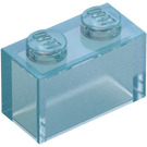 LEGO Transparent Blue Opal Brick 1 x 2 without Bottom Tube (3065 / 35743)