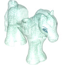 LEGO Transparant Opaalblauw Paard met Poten Together en Blauw Ogen (77076)