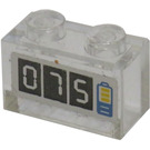 LEGO Transparent Backstein 1 x 2 mit 075 Battery Charge Aufkleber ohne Unterrohr (3065)
