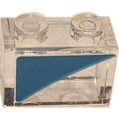 LEGO Transparent Brick 1 x 2 with Dark Azure Triangle Right Sticker without Bottom Tube (3065)