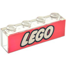 LEGO Transparent Backstein 1 x 4 ohne Unterrohre mit LEGO Logo (3066)