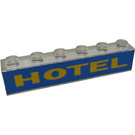 LEGO Transparent Brique 1 x 6 avec 'HOTEL' sans tubes internes (3067)