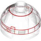 LEGO Transparent Brick 2 x 2 Round with Dome Top with Imperial Astromech Droid Head (Hollow Stud, Axle Holder) (21209 / 30367)