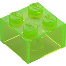 LEGO Transparent Bright Green Brick 2 x 2 (3003 / 6223)