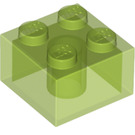 LEGO Transparant Heldergroen Steen 2 x 2 (3003 / 6223)