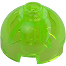 LEGO Transparent Bright Green Brick 2 x 2 Round with Dome Top (Hollow Stud, Axle Holder) (3262 / 30367)