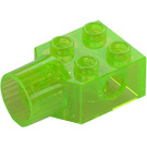 LEGO Transparent Bright Green Brick 2 x 2 with Hole and Rotation Joint Socket (48169 / 48370)