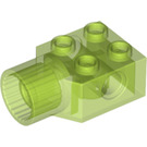 LEGO Transparant Heldergroen Steen 2 x 2 met Gat en Rotation Joint Socket (48169 / 48370)