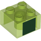 LEGO Transparant Heldergroen Steen 2 x 2 met Minecraft Groot Slime Eye (3003 / 34801)