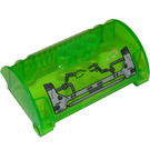 LEGO Transparent Bright Green Cylinder 3 x 8 x 5 Half with 3 Holes with 'LOCK', 'OPEN' and Mechanical Arms (Right Arm Down) Sticker (15361)