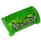LEGO Transparent Bright Green Cylinder 3 x 8 x 5 Half with 3 Holes with 'LOCK', 'OPEN' and Mechanical Arms (Right Arm Up) Sticker (15361)