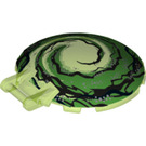 LEGO Transparent Bright Green Dish 6 x 6 with Handle with Green swirl (18675 / 33884)