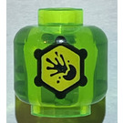 LEGO Transparent Bright Green Head with Exploding Ball in Yellow Hexagon (Safety Stud) (3626)