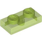 LEGO Transparant Heldergroen Plaat 1 x 2 (3023 / 28653)