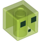 LEGO Transparant Heldergroen Vierkant Minifigure Hoofd met Slime Gezicht (31580 / 76972)