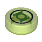 LEGO Transparant heldergroen Tegel 1 x 1 Rond met Fel groen Lantern logo Patroon (35380)