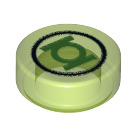 LEGO Transparent Bright Green Tile 1 x 1 Round with Bright Green Lantern Logo Pattern (35380)